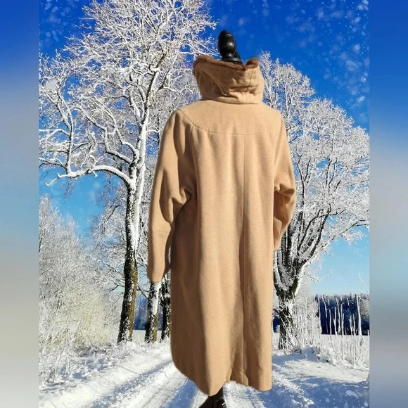 Mid-Century Wool Coat with Real Mink Fur Collar- Trench coat overcoat union-made - Picture 11 of 16